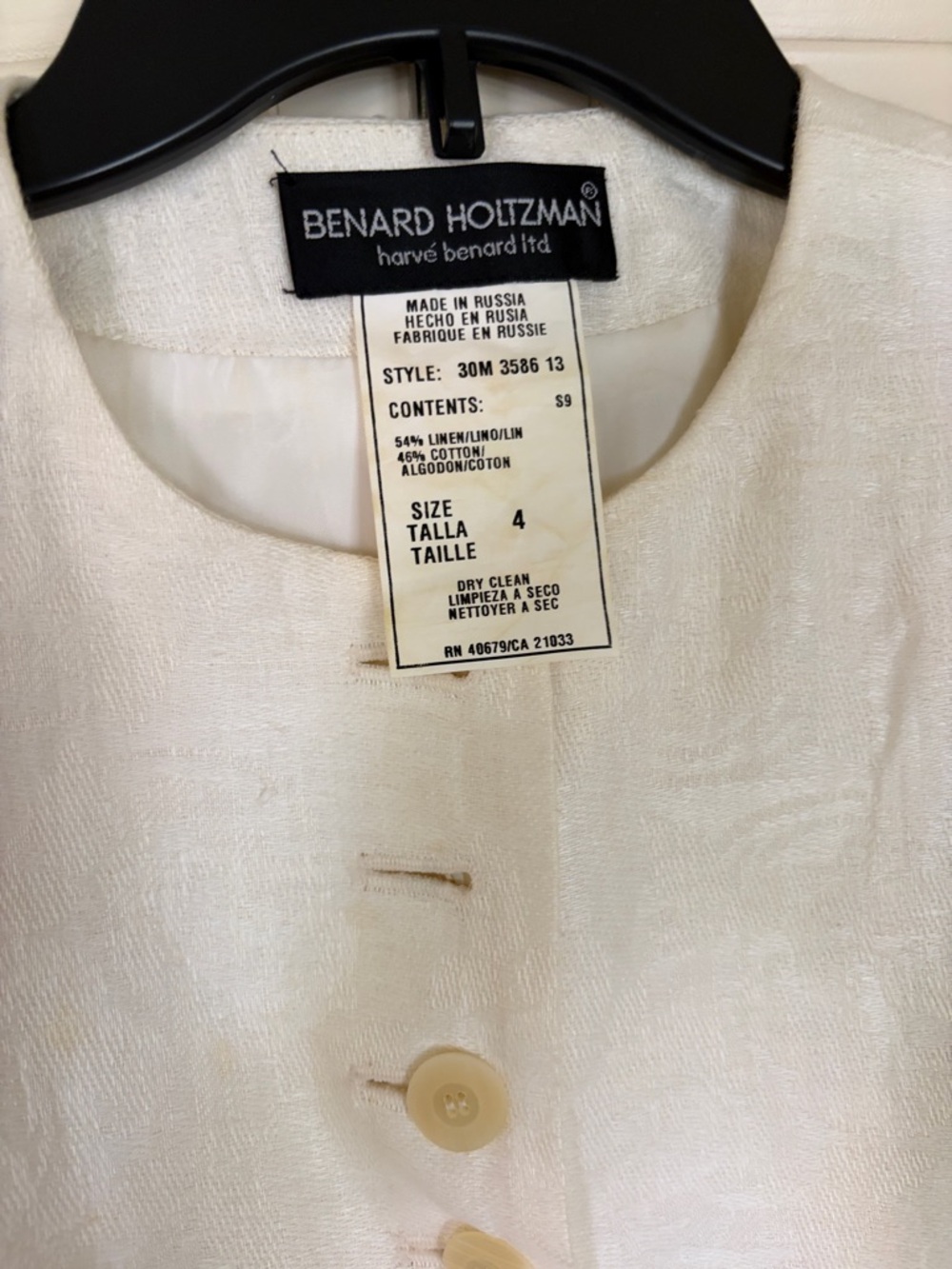 Cream Linen-Cotton Women’s two-piece suit